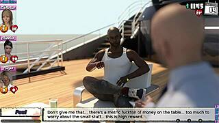 3D animated babysitter in action at a yacht party