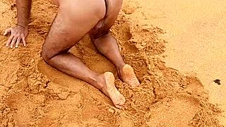 Young and straight Latina guy showing off his ass on the beach