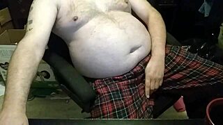 Papa bear ejaculates on camera while masturbating